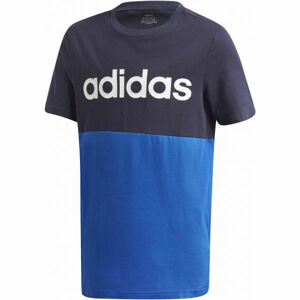 adidas YB LINEAR COLORBLOCK TEE Juniorské tričko, modrá,tmavo modrá,biela, veľkosť