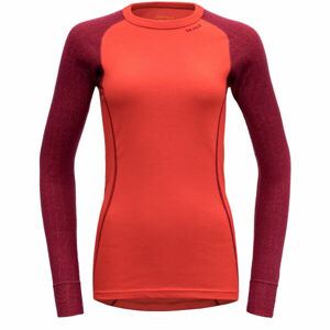 Devold DUO ACTIVE WOMAN SHIRT Vlnené tričko s dlhým rukávom, červená, veľkosť L