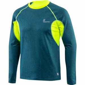 Klimatex CRUZ Pánske bežecké tričko, tmavo zelená,reflexný neón,sivá, veľkosť