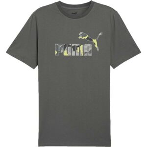 Puma ESS + CAMO GRAPHIC TEE Pánske tričko, tmavo sivá, veľkosť