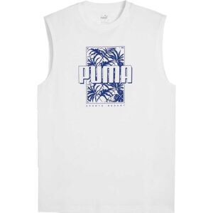 Puma ESSENTIALS + PALMS RESORT SLEEVESS TEE Pánske tričko bez rukávov, biela, veľkosť
